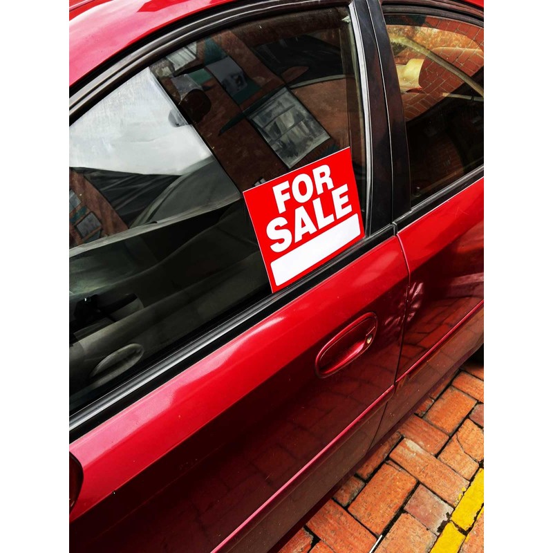 Generic For Sale Sign Stickers 2 Pack | Red, Rectangular,