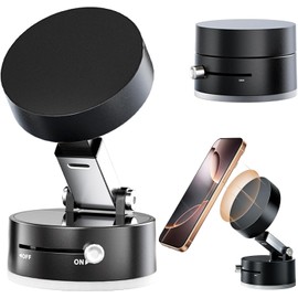 Vacuum Soporte Magnético para Celular, Porta Celular para Auto, Soporte magnético para Celular con Adsorción al Vacío Giratorio 360°, Compatible con Todos los teléfonos móviles