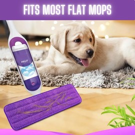 Microfiber Replacement Mop Pads, 6 Pack Reusable Wet & Dry Mop Refills for Home & Commercial Floor Cleaning, Fits Most Flat Mops, 16.5 x 4.7 Inches (Purple)