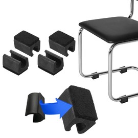 PATIKIL Rectangle U Shaped Chair Leg Tips Caps with Felt Pads, 4 Pack Slide Smoothly Furniture Feet Floor No Scratches No Noise Protectors Protect Hardwood Floors Fit Dia 12 mm Leg, Black