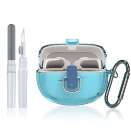 Safety Lock Case for Bose Ultra Open Earbuds (2024), QINZAC Soft TPU Clear Bose Ultra Open Earbuds Case Cover with Safety Lock Shockproof Protection Bose Open Earbuds Case with Keychain丨Clear Blue