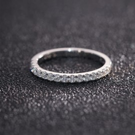 Mejewri Moissanite Half Eternity Rings Wedding Band for Women Engagement Promise Rings with 925 Sterling Silver 1.5mm J1/2