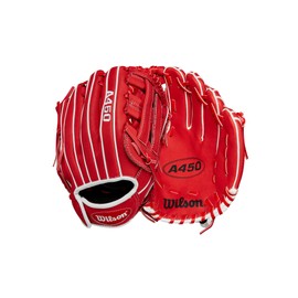 Wilson 2024 A450™ 11” Youth Infield Baseball Glove - Right Hand Throw, Red/White