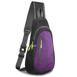 TITECOUGO Small Sling Bag Lightweight Crossbody Bag for Womens Men Hiking Backpack Travel Shoulder Bag Chest Daypack for Gym Work Casual Cycling Outdoor Sports Black Purple