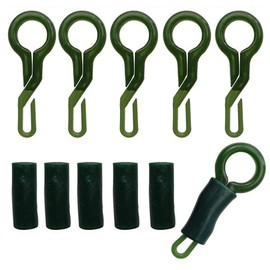 SHADDOCK 50Sets Back Safety Leader Clips with Locking Tubes Durable Fishing Back Leads Clips Carp Rigs Connector Carp Fishing Accessories Tackle