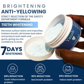 YASAB Teeth Whitening Powder | 6 Months Supply | Fast, No Sensitivity & Enamel-Friendly | Remove Years of Stains & Brighten Your Smile | Fresh Breath | Cool Mint Flavor | Instant Whitening Powder