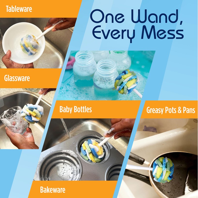 Compac Home Dish Wand Plus Cello, Foam & Scour Sponge