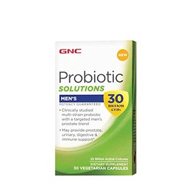 GNC Probiotic Solutions Men’s Supplement, Provides Prostate, Urinary, Digestive and Immune Support, 30 Billion CFUs, 30 Vegetarian Capsules, 30 Servings