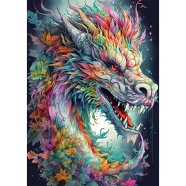 NAIMOER Dragon Diamond Painting Kits for Adults, Full Drill Colorful Dragon Diamond Painting Kits, DIY 5D Diamond Painting Animals Diamond Art Kits Craft for Home Wall Decor 30x40cm