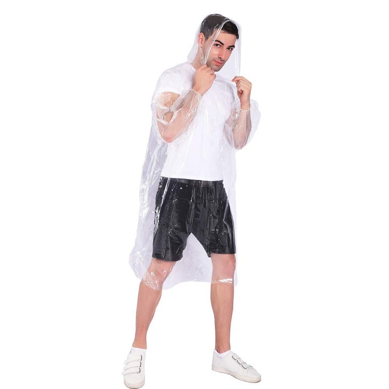 COOY COOY Rain Ponchos,with Drawstring Hood 10 Pack Emergency Disposable