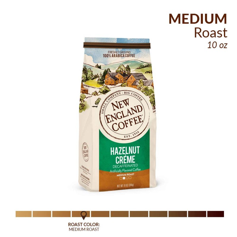 New England Coffee Hazelnut Crème Decaffeinated Medium Roast Ground Coffee,