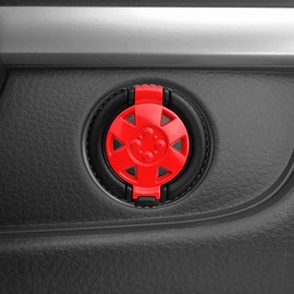 DUSCOKE Car Engine Start Stop Button Cover - Wheel Shape Push to Start Button Protective Cover for Car Decoration - Universal Anti-Scratch Key Ignition Knob Sticker for Most Cars (Red)