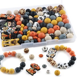 Kovict 100Pcs 12mm 15mm Dog Focal Silicone Beads for Keychain Bracelet Making, 8mm Rondelle Rhinestone Spacer Beads for Pens