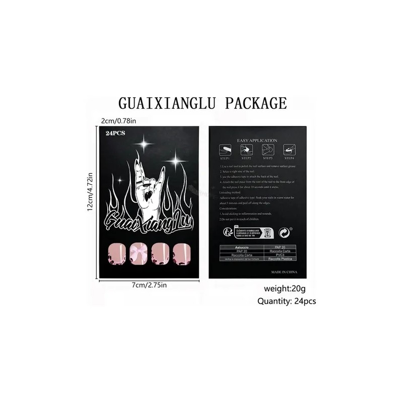 Tips Uñas Postizas Gel Para Uñas Leopardo Mariposa Rosa 24pc