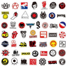 Pack of 100 Rock Band Punk Stickers, Vintage Rock Band Sticker Set, Classic Rock Stickers, Metal Punk Music Stickers, Waterproof Vinyl Graffiti Stickers for Laptop, Skateboard, Guitar