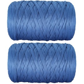 800 g T-Shirt Yarn Elastic Fabric Crochet Cloth Yarn for DIY Knitting, 130 Yards Spaghetti Yarn Thick Knitting Yarn for Hand DIY Bag Basket Cushion Crochet Projects, Home Decor (Blue)
