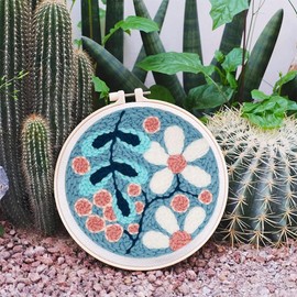 ZuoAnLF Punch Needle Kits for Adults Beginner, Punch Needle Tool with Punch Needle Fabric Hoops Yarns and Sewing Needles, Gifts & Home Wall Decor, 8inch (C)