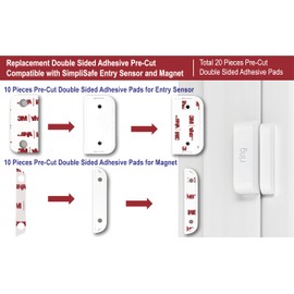 20x Replacement Secure Hold Adhesive Tape for Ring Alarm Contact Sensors & Magnets 2nd Gen, Strong Hold Double-Sided Pads for Easy Installation On Door Window, Pre-Cut No Cutting Needed Peel and Stick