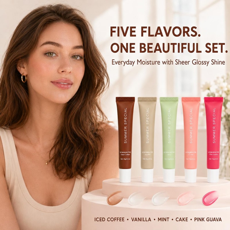 5 Pack Summer Special Lip Balm Butter Set, Tinted Lip