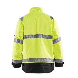 BLAKLADER Men's Hi-Vis Winter Windproof Water-Resistant Breathable Class 3 High Visibility Reflective Safety Jacket, Yellow Hi-Viz/Black, Large