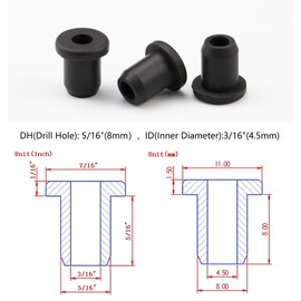 25 pcs 5/16" Drill Hole，3/16" ID Black Silicone Top hat Rubber Grommets for Wiring，Automotive，Firewall，Hole Plug，Desk，Screw，Water and Gas Pipe，Drain，House Siding，Cable Bushing，Glass，Wire Plug