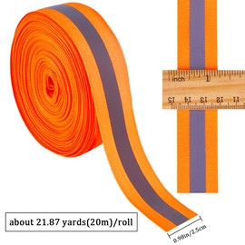 GORGECRAFT 20 m x 25 mm Reflective Tapes Orange Winter Reflective Fabric with High Visibility Reflective Safety Tape for Sew-On Webbing Decorative Strips Bracelets Running Equipment Clothing