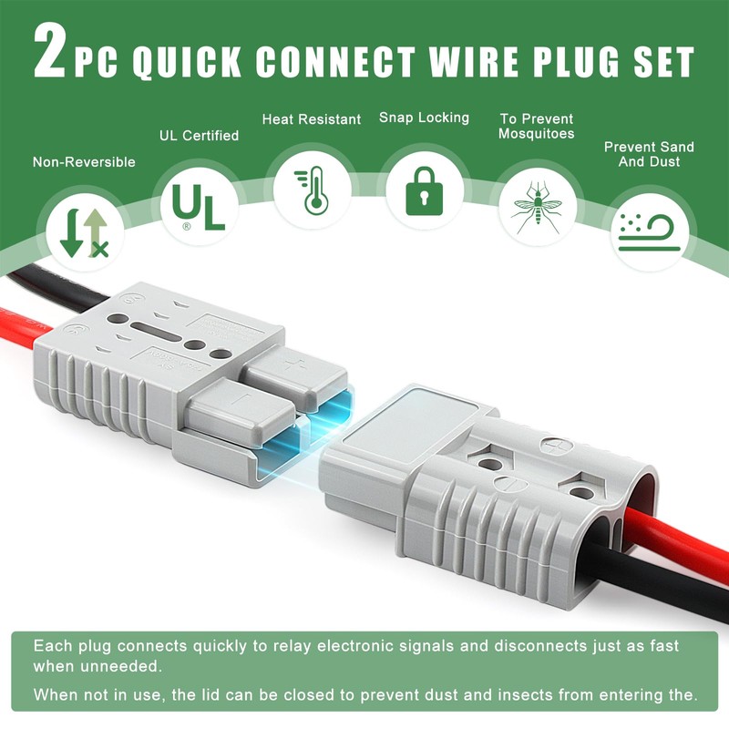 Delgada 175A Battery Quick Connect with 3.94Ft 6AWG Battery Cables