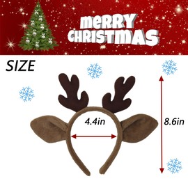 piconesper Reindeer Antler Headband Handmade Cute Christmas Deer Ear Costume Headband for Women and men(Brown)