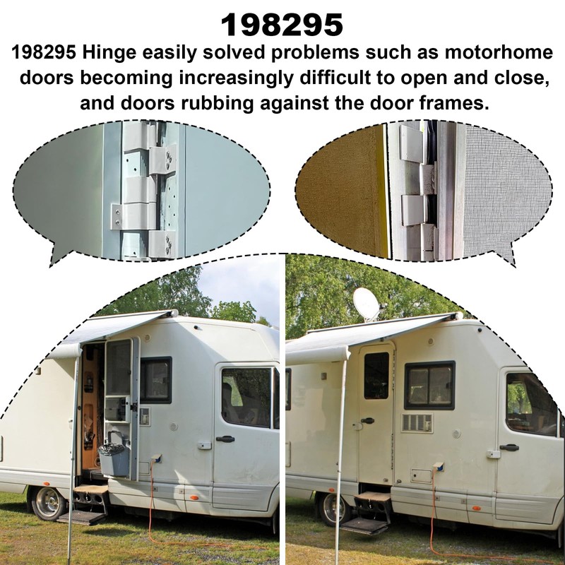 Trailer Rv Door Hinges Replacement Parts 198295 Hinge Assembly (White)