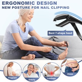 Toenail Clippers for Thick Toenails, Very Sharp Angled Head Large Toe Nail Clippers for Men with Wide Jaw Opening