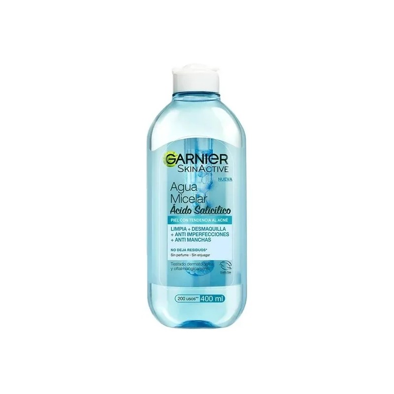 2 Agua Micelar Garnier Skin Active Ácido Salicílico 400 Ml