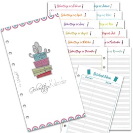 SinnWunder® Premium Calendar Insert - Perpetual Birthday Calendar - with Lists for Gift Ideas - Size Personal