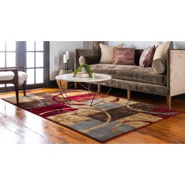 Unique Loom Barista Collection Area Rug - Kouillou (7' 10" x 10' Rectangle, Multi/ Brown)