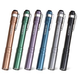 FASTPRO 6-Pack Pen Light, Aluminum LED Penlights with Batteries Included & Pre-Installed, Pocket Pen Flashlight for Inspections, Repairs, Camping and Emergencies