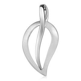 MATERIA by Matthias Wagner KA-201 Leaf Pendant 925 Silver Matte for Women Necklace, Sterling Silver