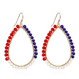 Bohemian Beaded Statement Earrings Lightweight Sparkly Crystal Colorful Teardrop Dangle Earrings for Women, Zinc, No Gemstone