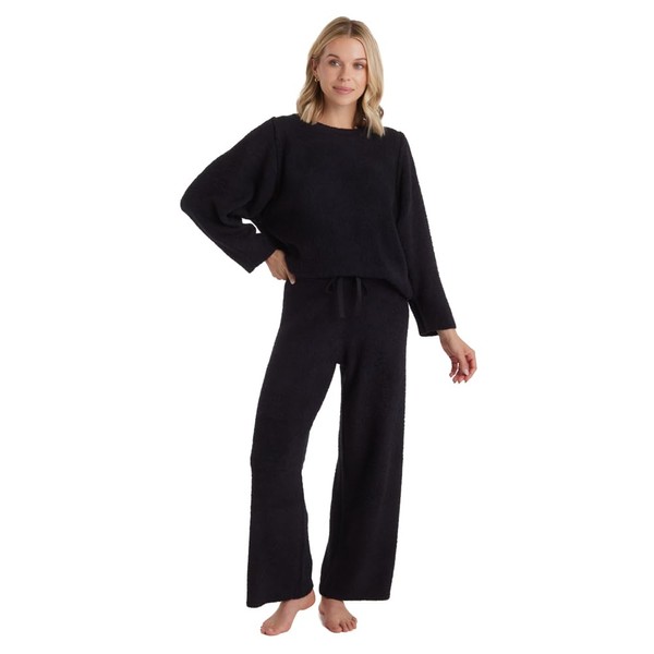 Softies Solid Marshmallow Reverse Seam Crew Neck Lounge Set for