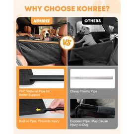 Kohree Dog Car Seat Cover for Small Dogs, Hard Bottom Dog Car Seat Cover for Back Seat with Upgraded PVC Pipe, Waterproof 900D Car Hammock for Dogs Pet Back Seat Extender for Cars SUV Truck-S