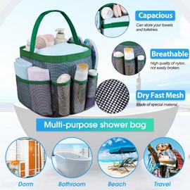 Attmu Mesh Shower Caddy Portable for College Dorm Room Essentials with 8 Pockets, Hanging Shower Caddy Dorm Basket, Quick Dry Shower Bag for Bathroom