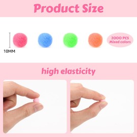 Pack of 2000 Pompoms for Crafts, 10 mm, Mini Pompoms, Colourful Pompoms Balls for Decorating, Decorating, Sewing, Crafts, DIY Crafts, Colourful Crafts, Nursery Crafts, Children, Adults