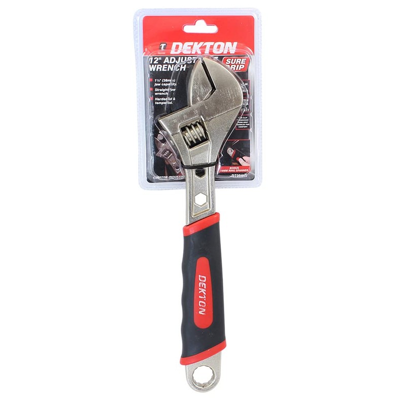 Dekton 12" Sure Grip Adjustable Spanner-1 1/2" Jaw Capacity| Straight