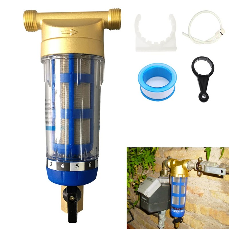 40 Micron Spin Down Sediment Water Filter Reusable Male Thread