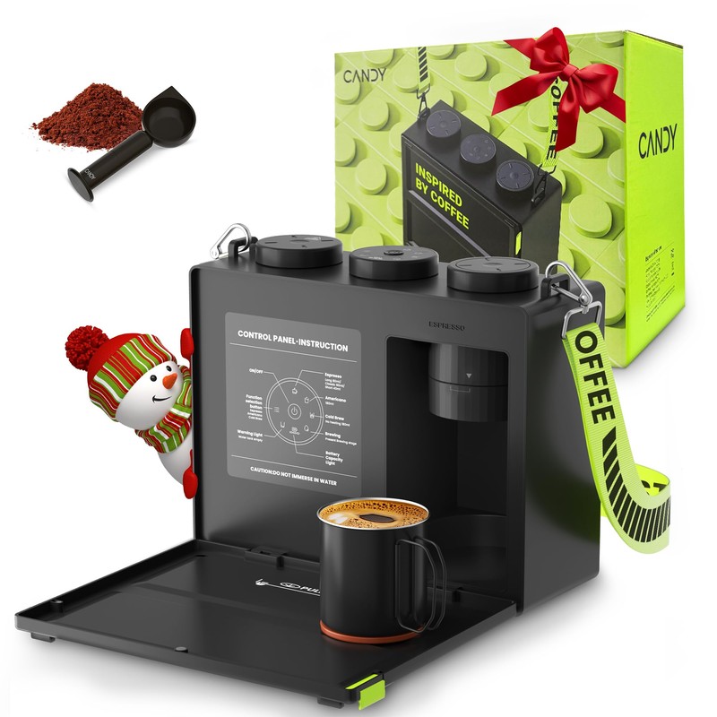 CANDY Portable Espresso Machine with Strap, 3 in 1 Coffee