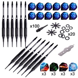 WIN.MAX WIN.MAX Darts Plastic Tip - Soft Tip Darts Set - 12 Pcs 18 Gram with 100 Extra Dart Tips 12 Flights Flight Protectors and Wrench for Electronic Dart Board
