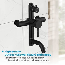 gotonovo SUS304 Stainless Steel Main Valve Body Suitable for Outdoor Shower Fixture, Three Function Vertical Handle, Matte Black
