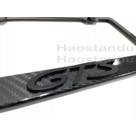 License Plate Frame Shop 1x(Blk) GTS 3D Emblem Real 3K TwillWeave CARBON FIBER License Plate Frame Holder
