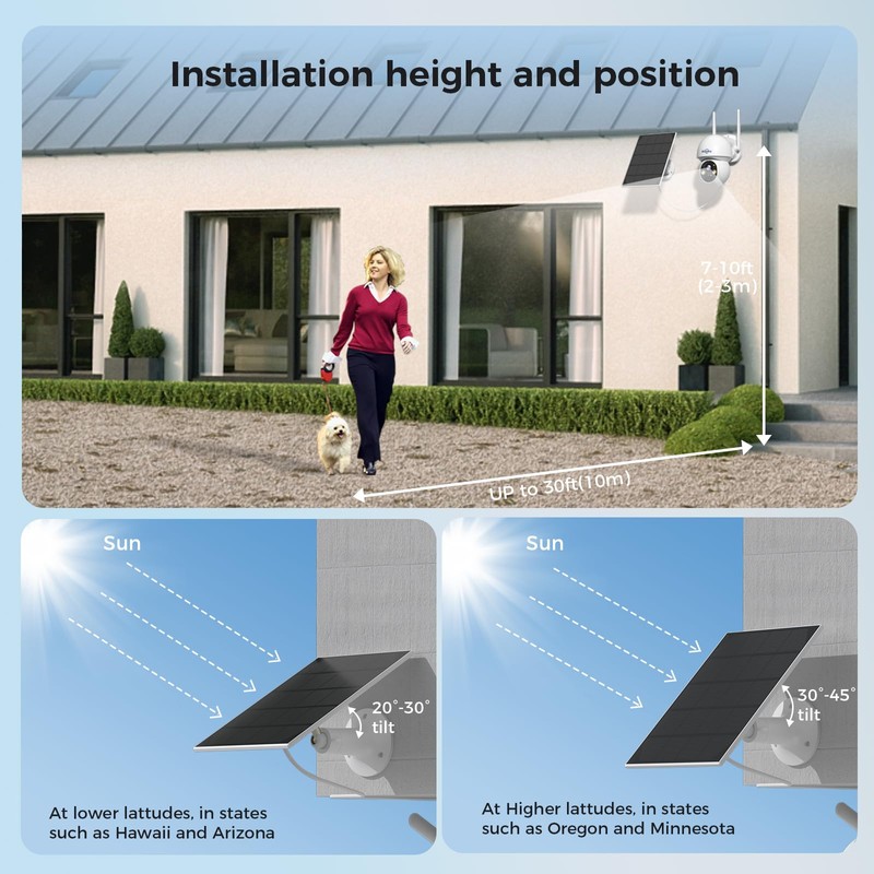 Hiseeu Solar Wireless Security Camera, 2.4G WiFi, Full HD Night