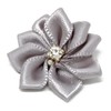 Grey 25mm Satin Ribbon Flowers with Rhinestone Diamante Centre, Craft
