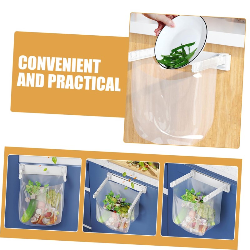 STOBAZA 2pcs Foldable Kitchen Trash Bag Holder Wall Mounted Rack