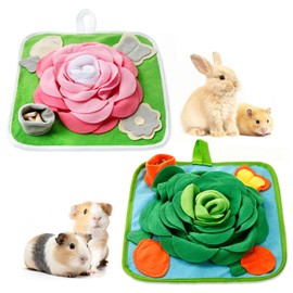 Yinkin 2 Pcs Rabbit Foraging Snuffle Mat for Small Animals Puzzle Toys Funny Interactive Nosework Feeding Mat for Bunny Hamsters Guinea Pigs Ferrets Chinchillas (13.8 x 13.8 Inches,Classic Style)